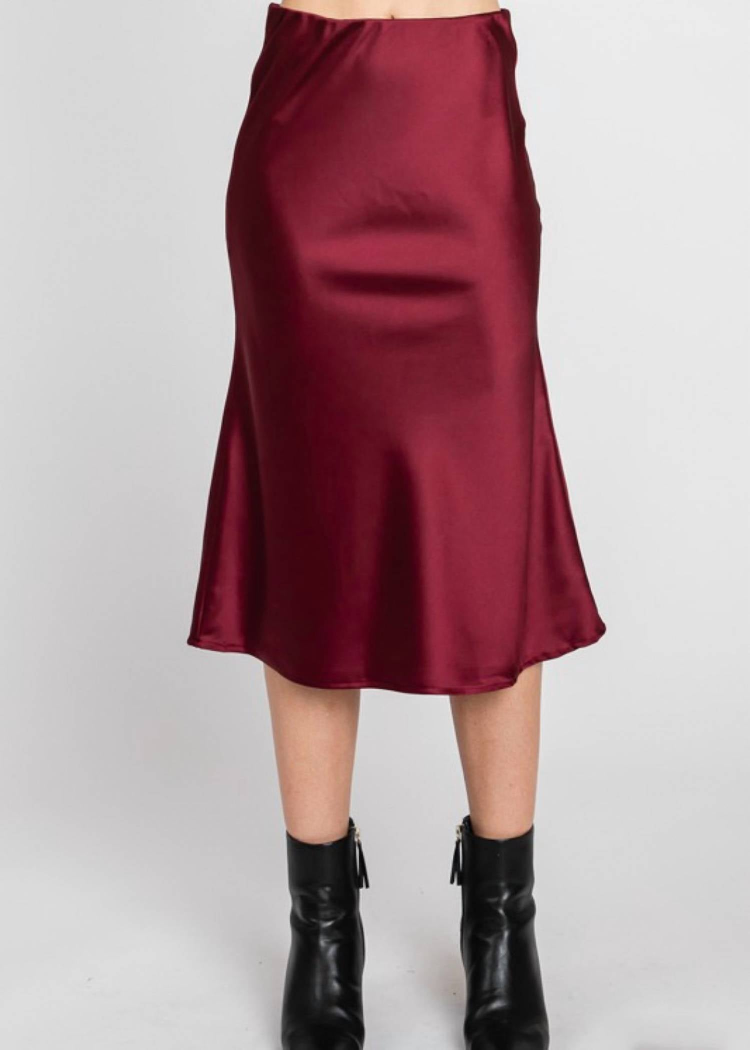 Reneec. - Cora Satin Slip Midi Skirt