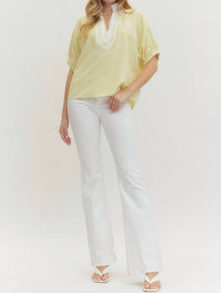 Entro - Striped Short Dolman Sleeve Top