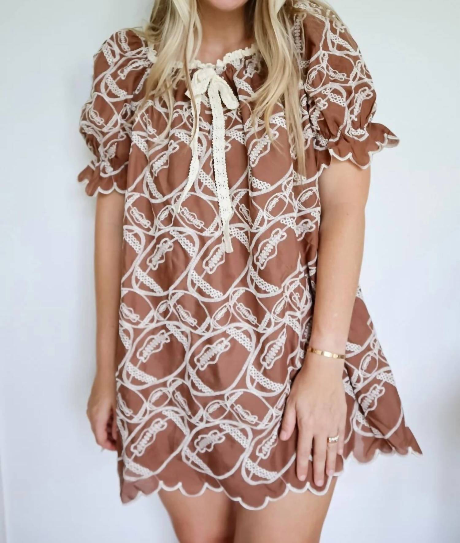 Rareraw - Women's Gameday Football Embroidered Mini Dress