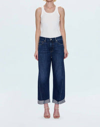 PISTOLA Kacey Mid Rise Cuffed Straight Jeans in cultivate - women's jeans