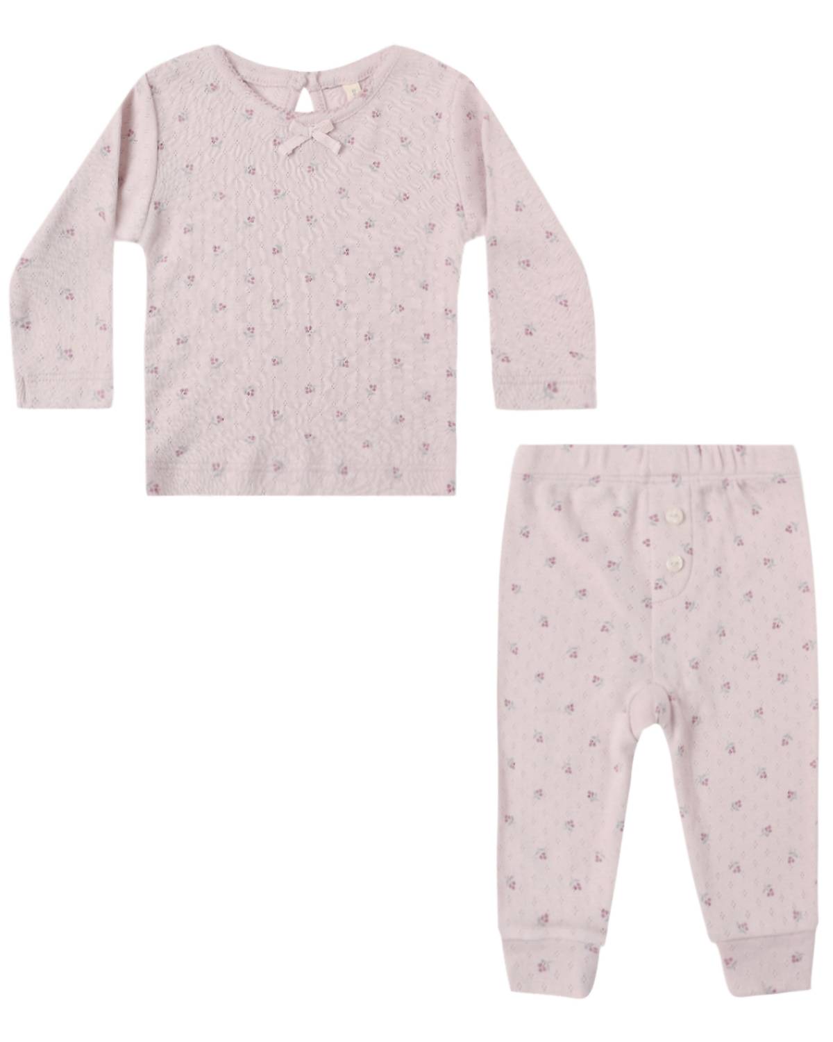 Quincy Mae - Girls' Pointelle Long Sleeve Tee And Legging Set