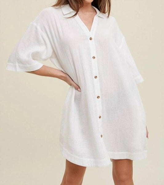 Wishlist - Easy Gauze Button Up Mini Dress