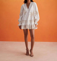 Hemant & Nandita - Ari Embroidered Long Sleeve Mini Dress