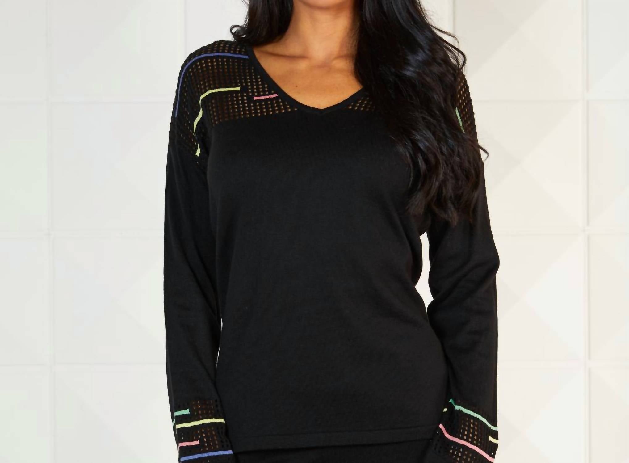 Angel Apparel - V-neck See Through Shoulder Top