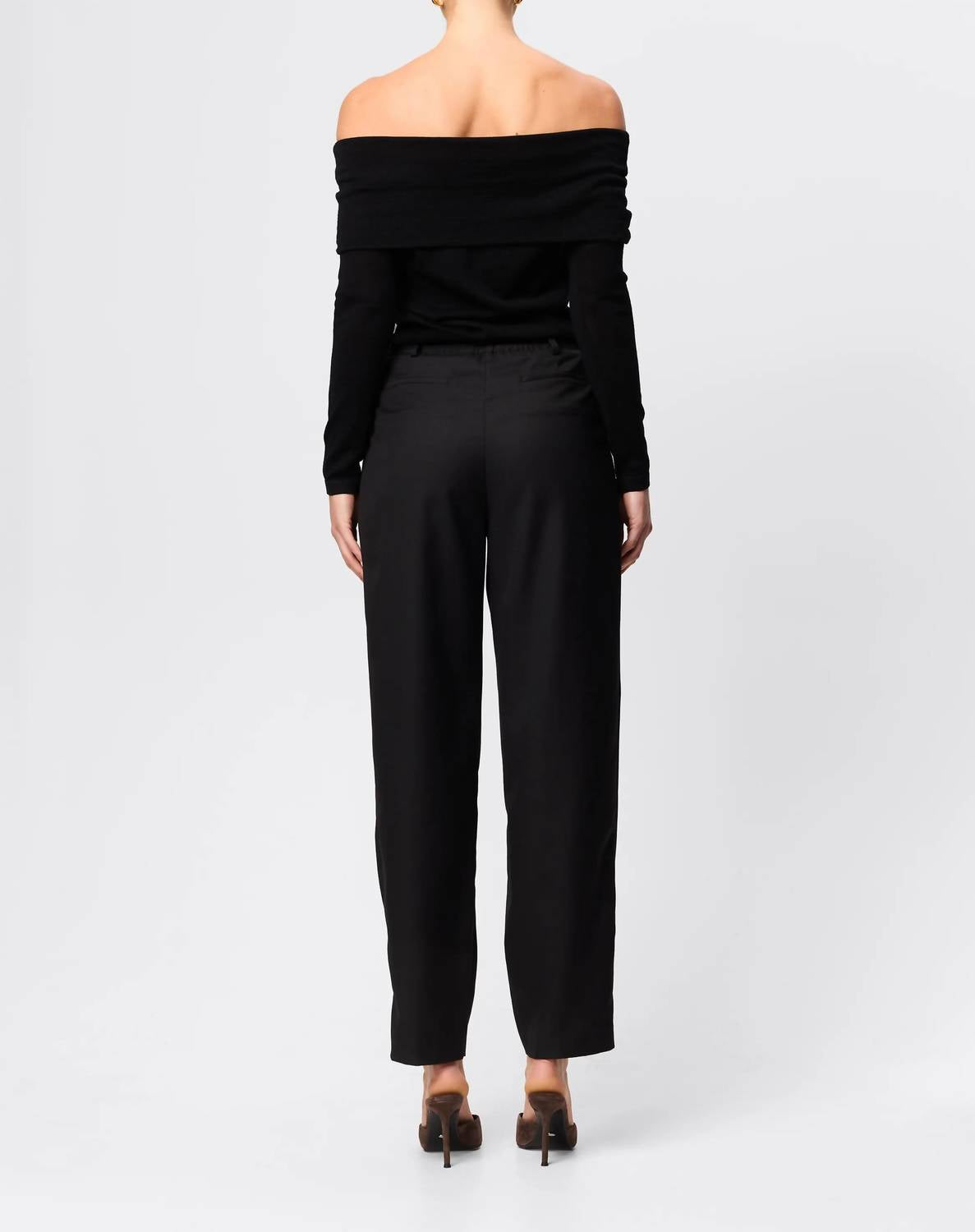 OLIVACEOUS The Maren Off-shoulder Top in black - women's sweater - alternate view