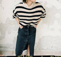 Sessun Ness Stripe Long Sleeve Sweater in black beige - women's sweater - view 4