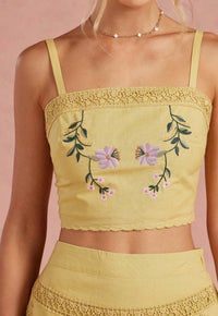 Strut & Bolt - Embroidered Floral Lace Detail Top