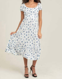 Angie - Floral Short Sleeve Midi Dress