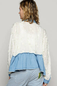 Pol - Long Sleeve Contrast Printed Woven Shirt Top