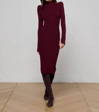 L'Agence Larelle Mockneck Dress in dark port gold - women's dress