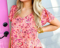 Easel - Coral Cream Dress