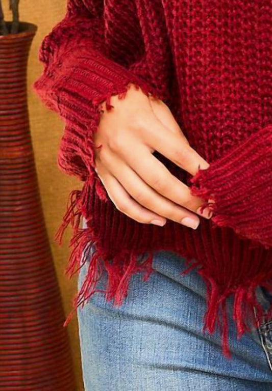 Main Strip - Distressed Hem Knit Sweater
