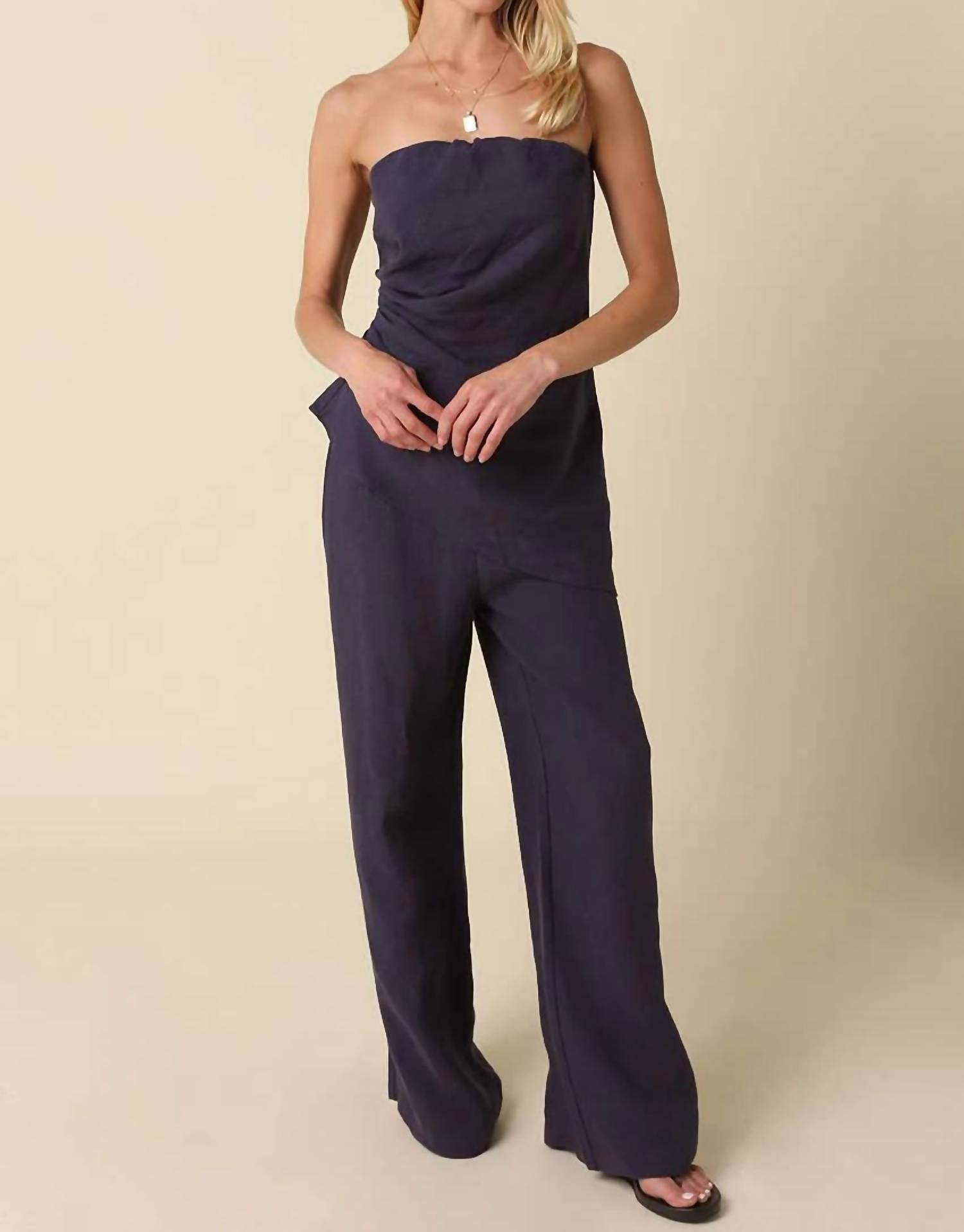 Olivaceous - Clean Wide Leg Linen Pants