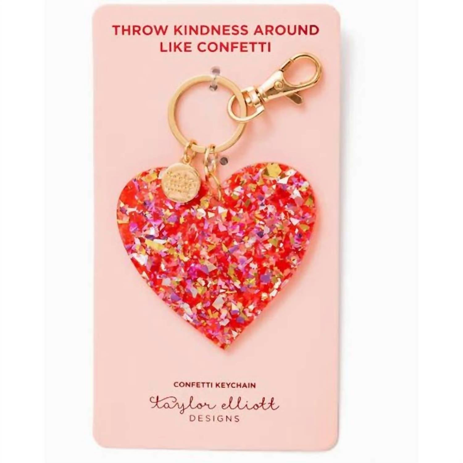 Taylor Elliott Designs - Women's Confetti Heart Keychain Acrylic Bag Charm