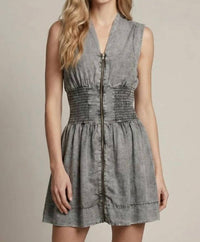 Doe And Rae - Chambray Zip Front Dress