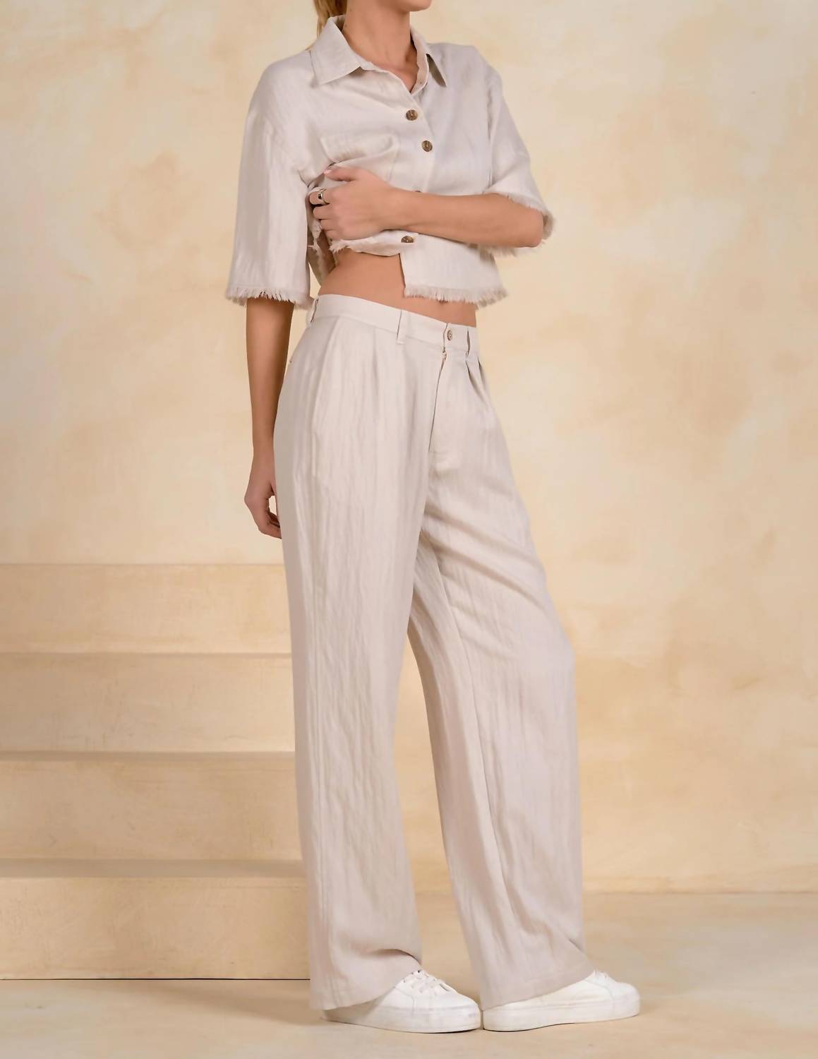 Elan - High Waist Pleated Trousers