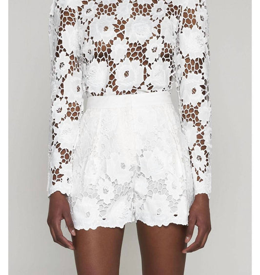 Self-Portrait - 3d cotton lace shorts