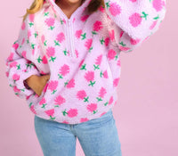 Very J - Sherpa Half Zip Sweater