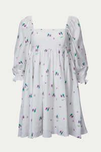 GRAPE-PRINT BABY DOLL MINI DRESS
