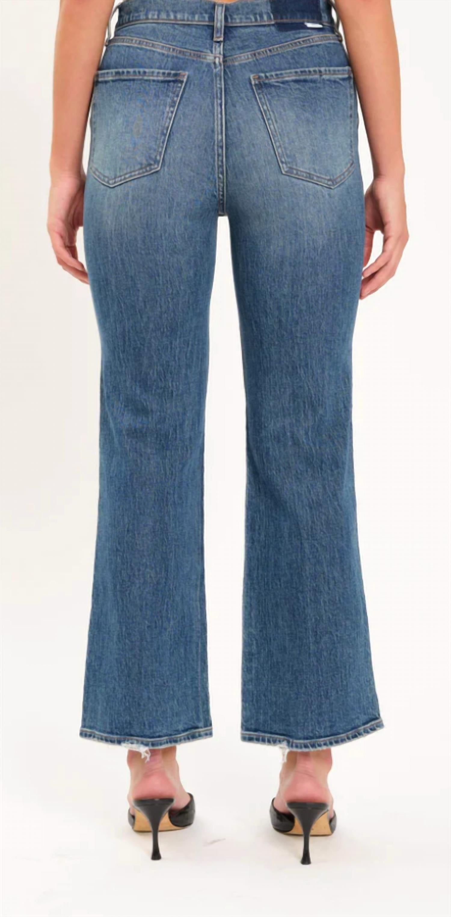 DAZE Soho High Rise Ankle Flare Jeans in rush hour 2 - women's pants - detail view