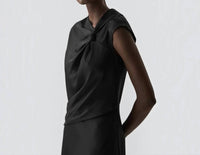 Theory - Twist Bodice Satin Midi Dress