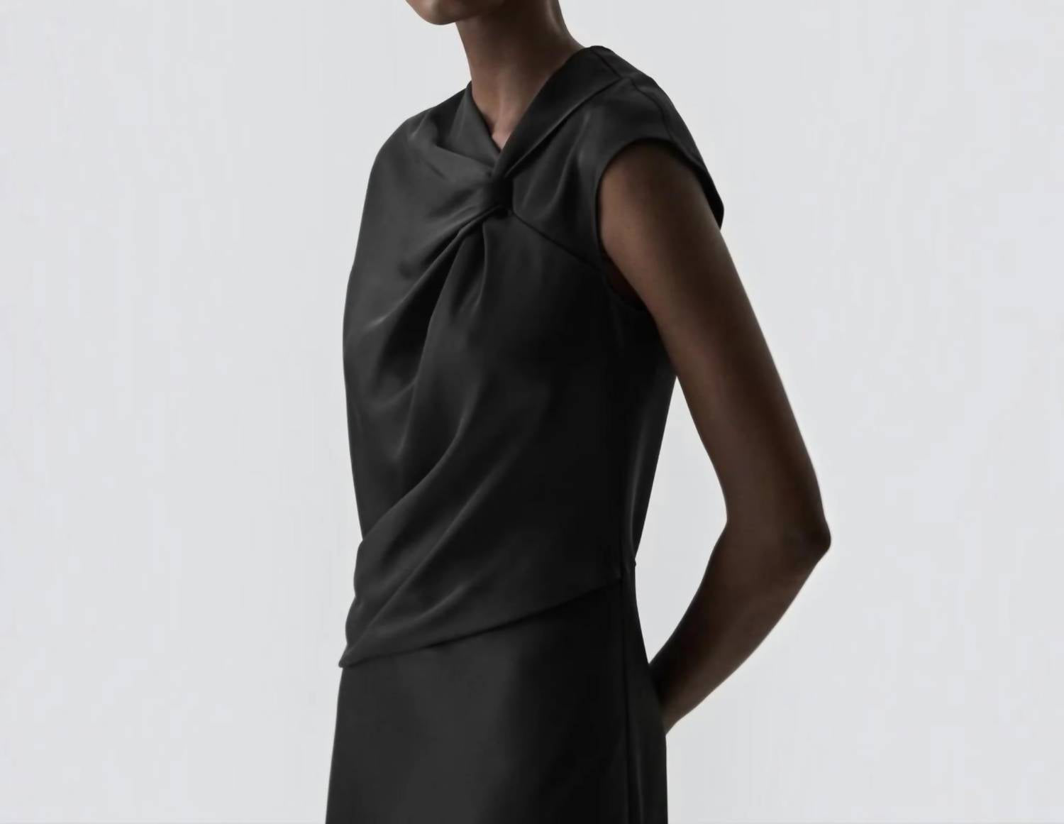 Theory - Twist Bodice Satin Midi Dress