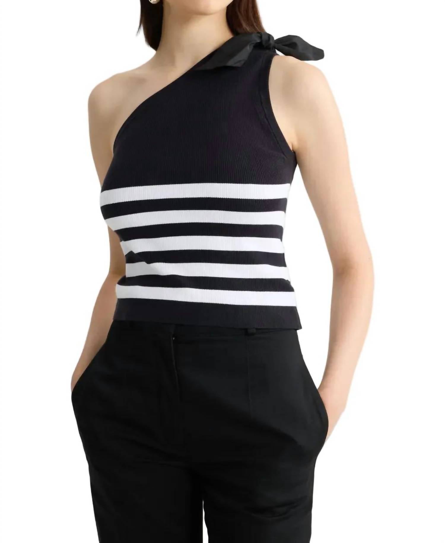 Patou - Striped one shoulder tie top