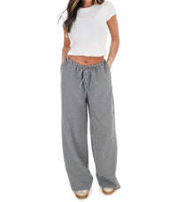 HYFVE Market Morning Gingham Wide Leg Pants in black - women's pants
