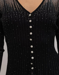 Collective - Metallic Jeweled Button Down Blouse