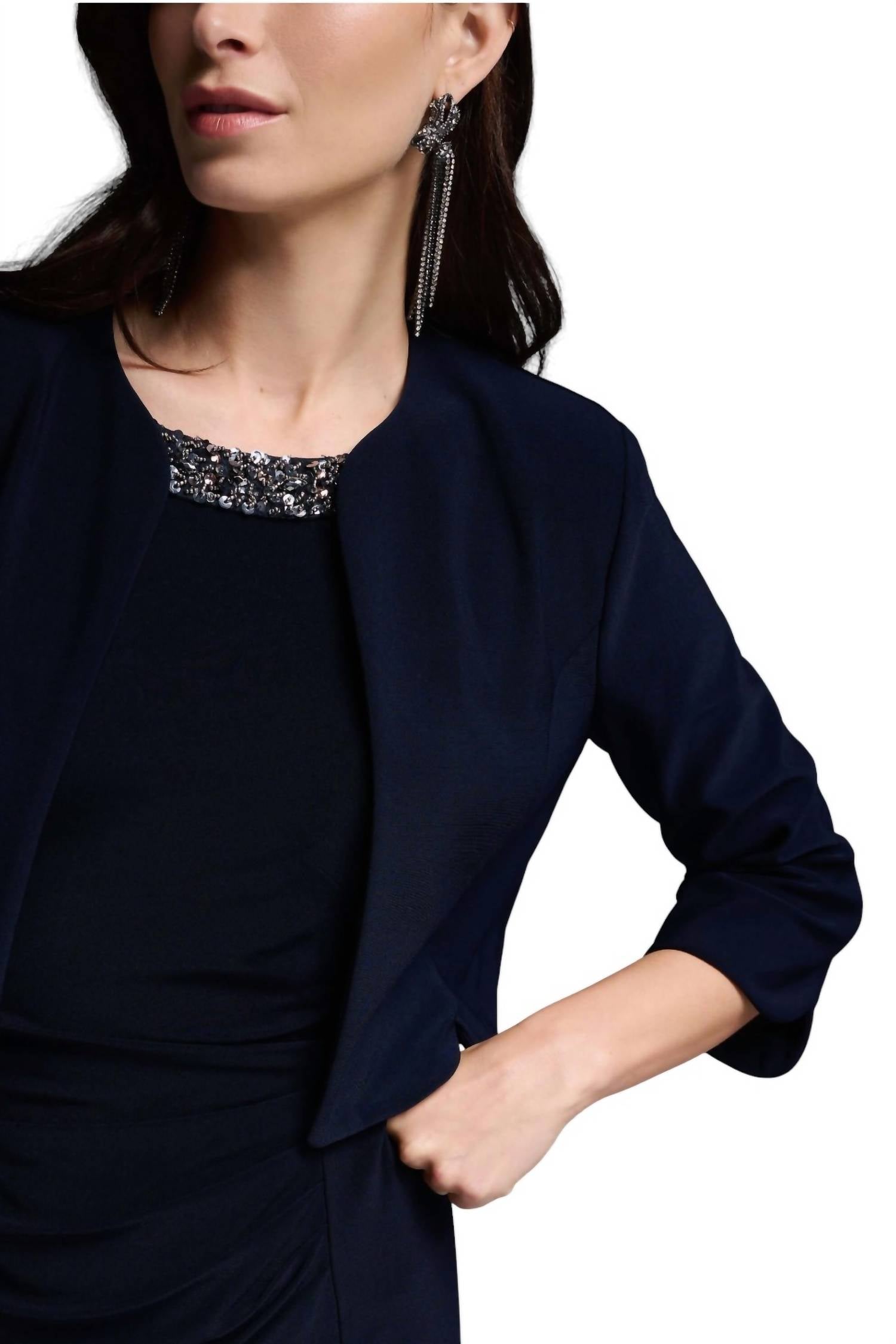 Joseph Ribkoff - Jersey With Curved Hemline And Collar Detail Bolero