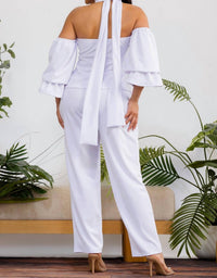 Karen T Design High Waist Mock Neck Two Piece Set in white - women's sleepwear - alternate view