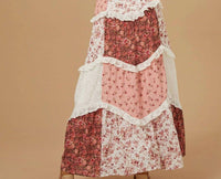 Rosa Clothing Parfait Patchwork Tiered Floral Maxi Dress in pink - women's dress - detail view