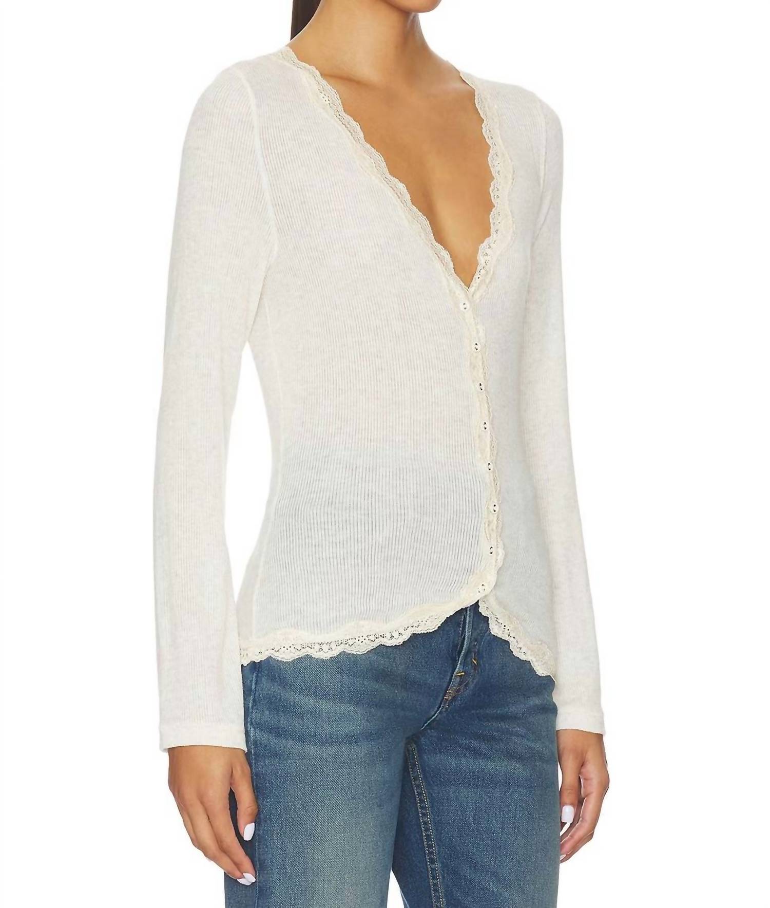 Free People Big Love Cardigan in oatmeal heather - women's cardigan - alternate view