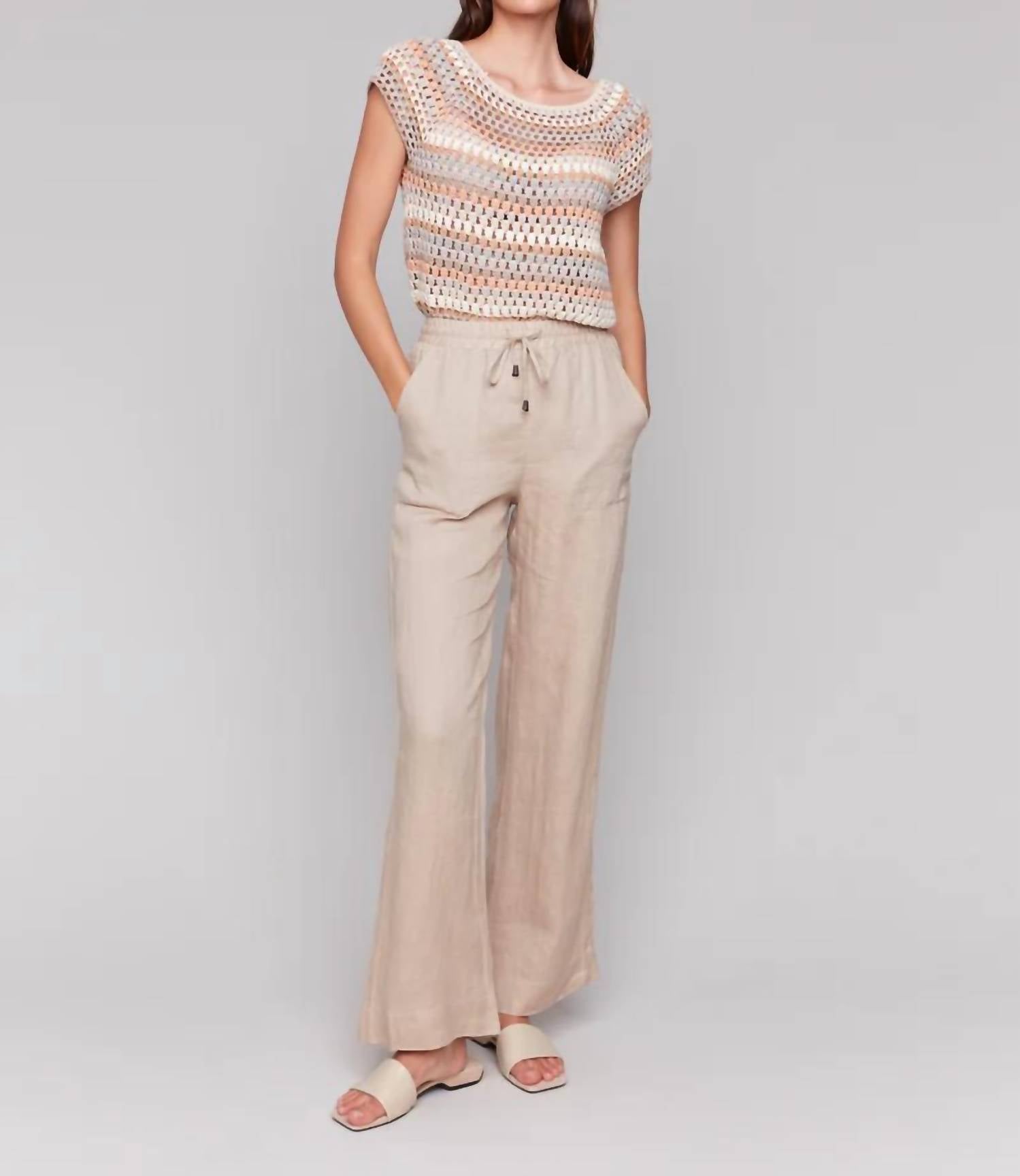 Charlie B - Pull On Linen Pant