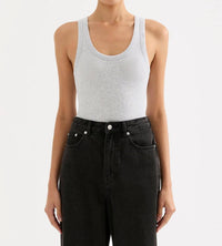 Nude Lucy Organic Rib Singlet in gray - women's tank top