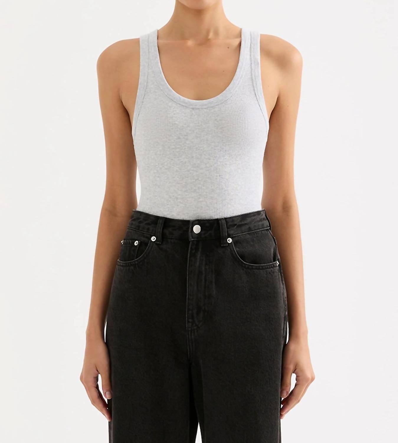 Nude Lucy Organic Rib Singlet in gray - women's tank top