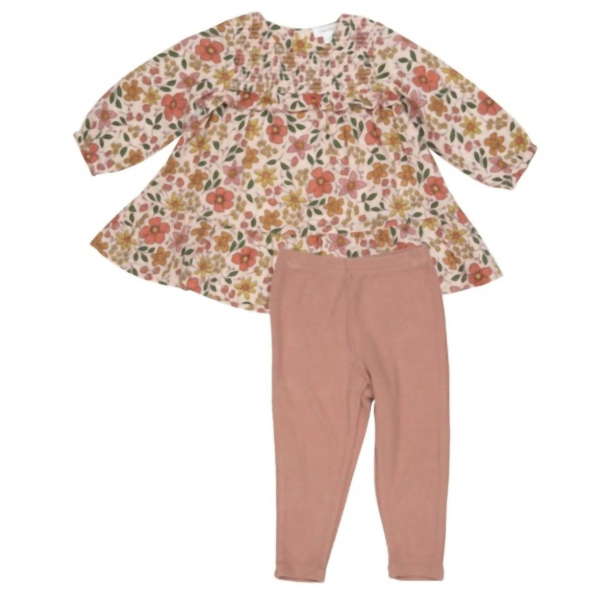 Angel Dear - Girl's Smocked Ruffle Tiered Dress And Legging