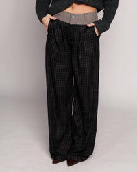 Mimosa PLAID AFFAIR WIDE LEG PANTS in black - women's pants