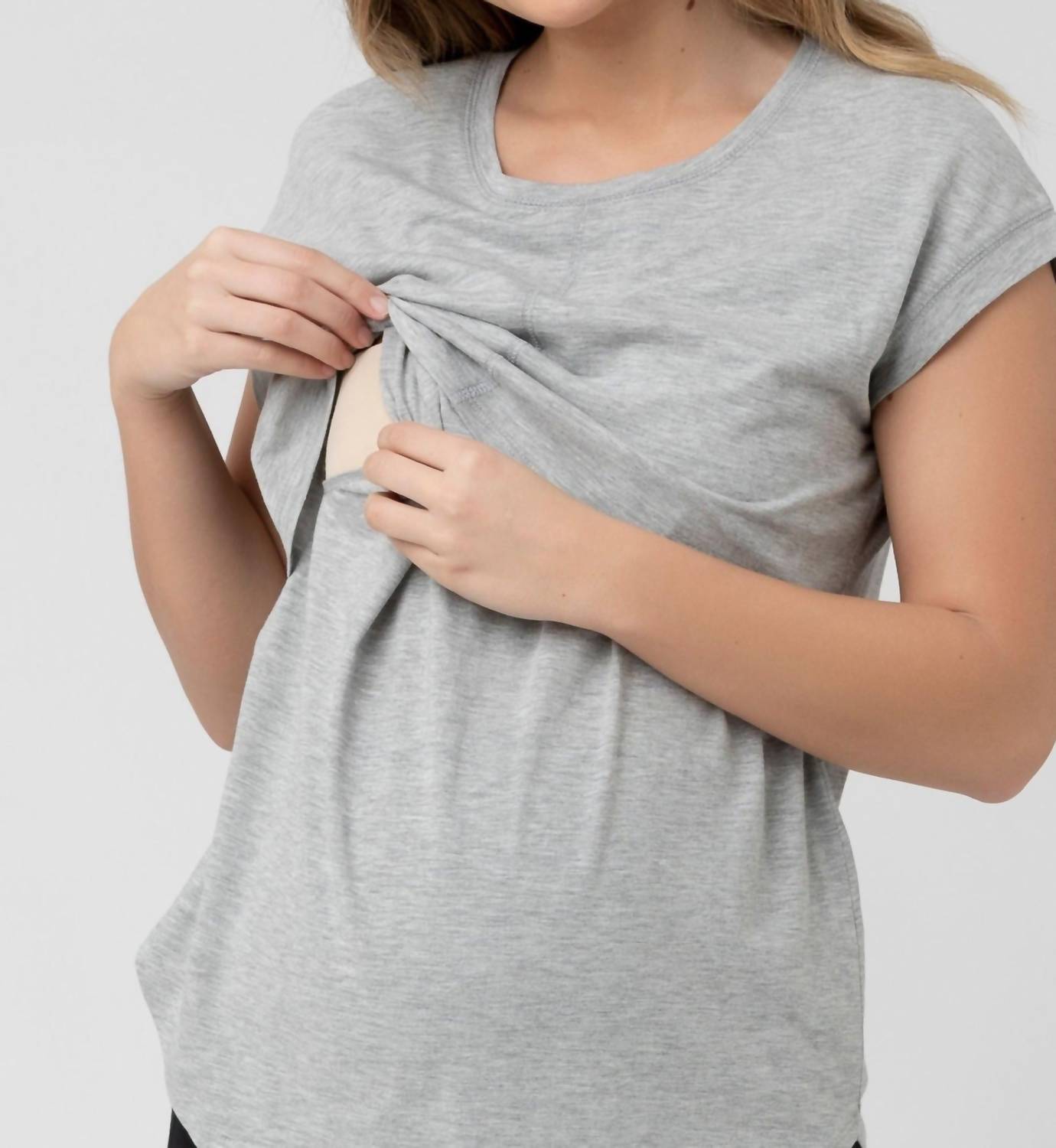 Ripe Richie Maternity and Nursing Tee in grey - women's t-shirt - detail view