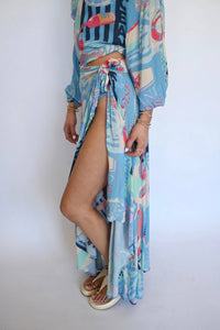 Vintage Havana - Printed High Low Side Slit Skirt