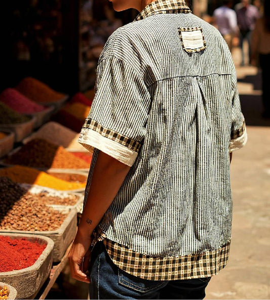 Pol - Print Textured Button Down Shirt