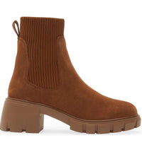 STEVE MADDEN Women's Hayle Platform Chelsea Boots in chestnut suede - women's shoe
