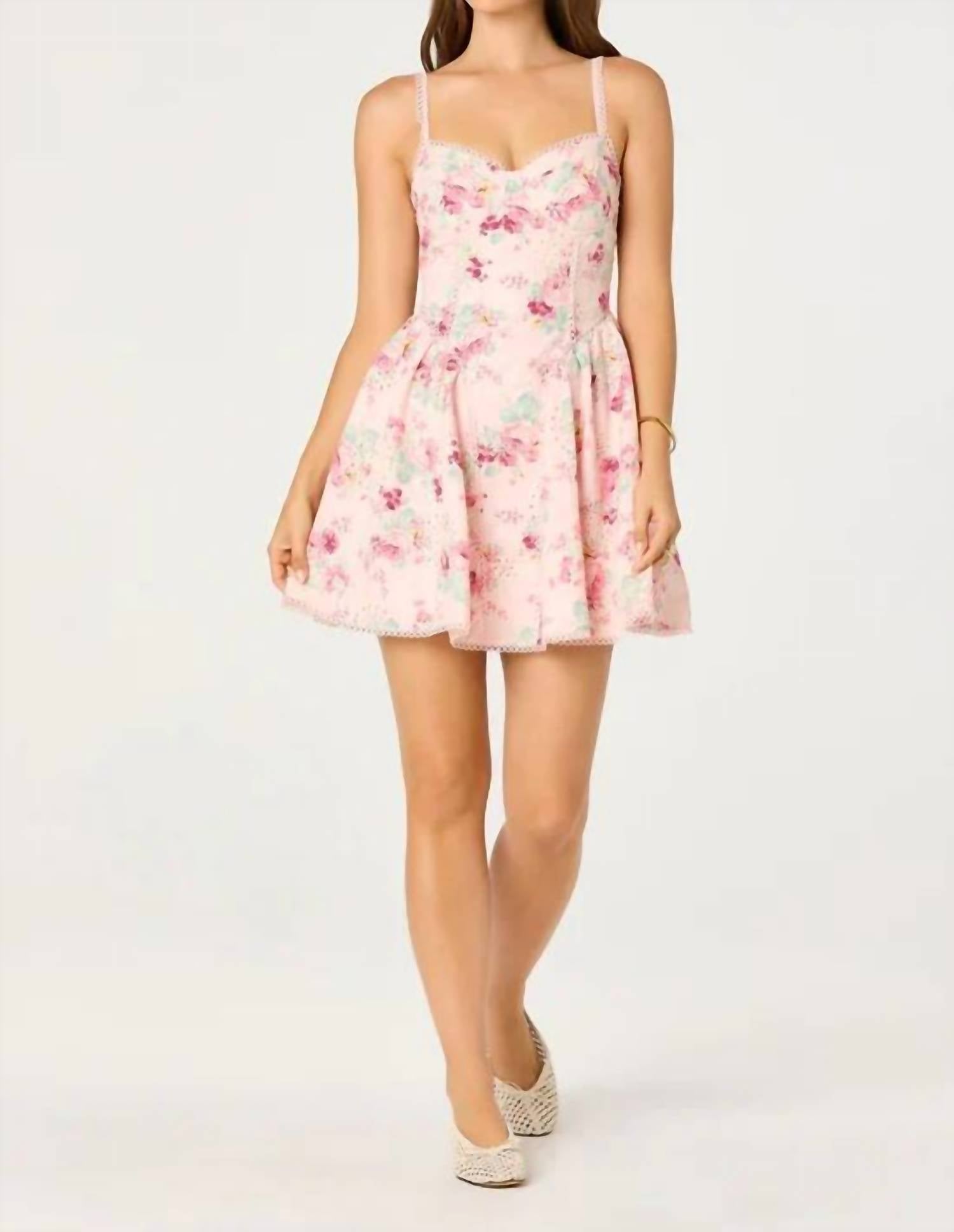 Astr - Birdie Eyelet Sweetheart Mini Dress