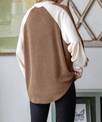 7Th Ray - Color Block Ribbed V-neck Top