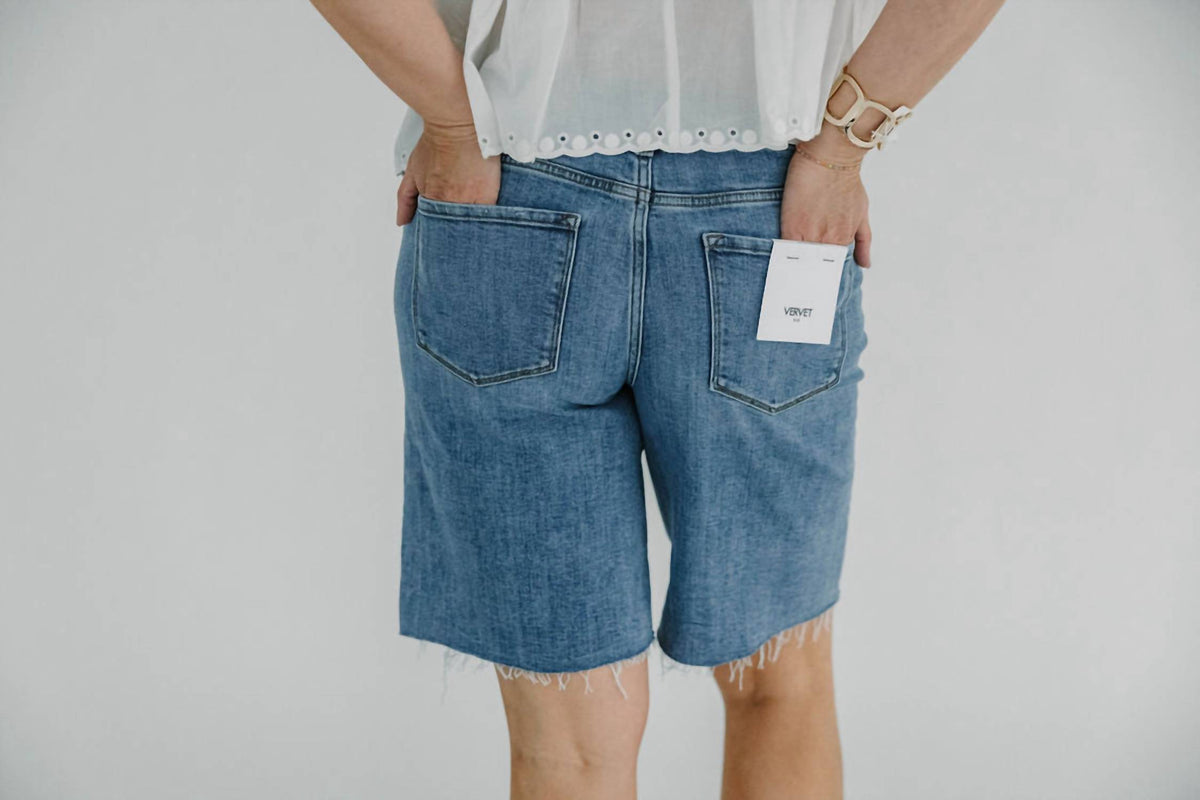 Vervet By Flying Monkey - High Rise Waist Tie Denim Bermuda Shorts