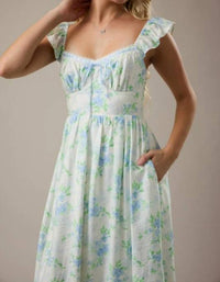 Le Lis - Short Flutter Sleeve Midi Dress With Floral Print