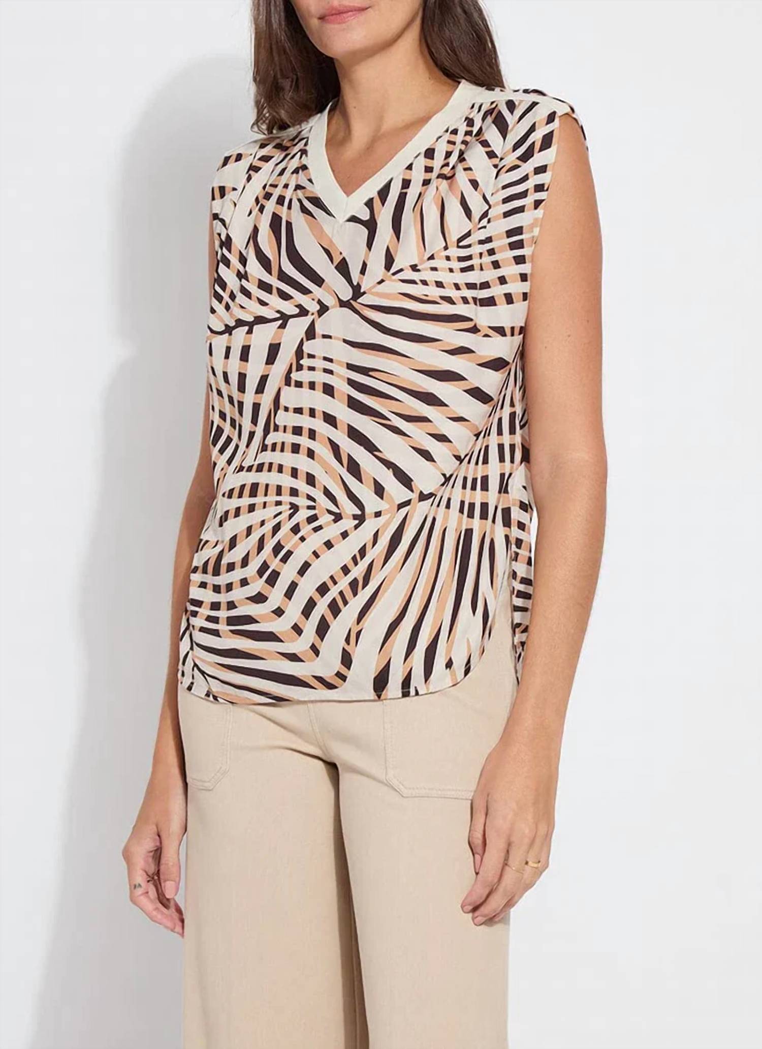 Lysse - Aura Rib Trim Printed Top