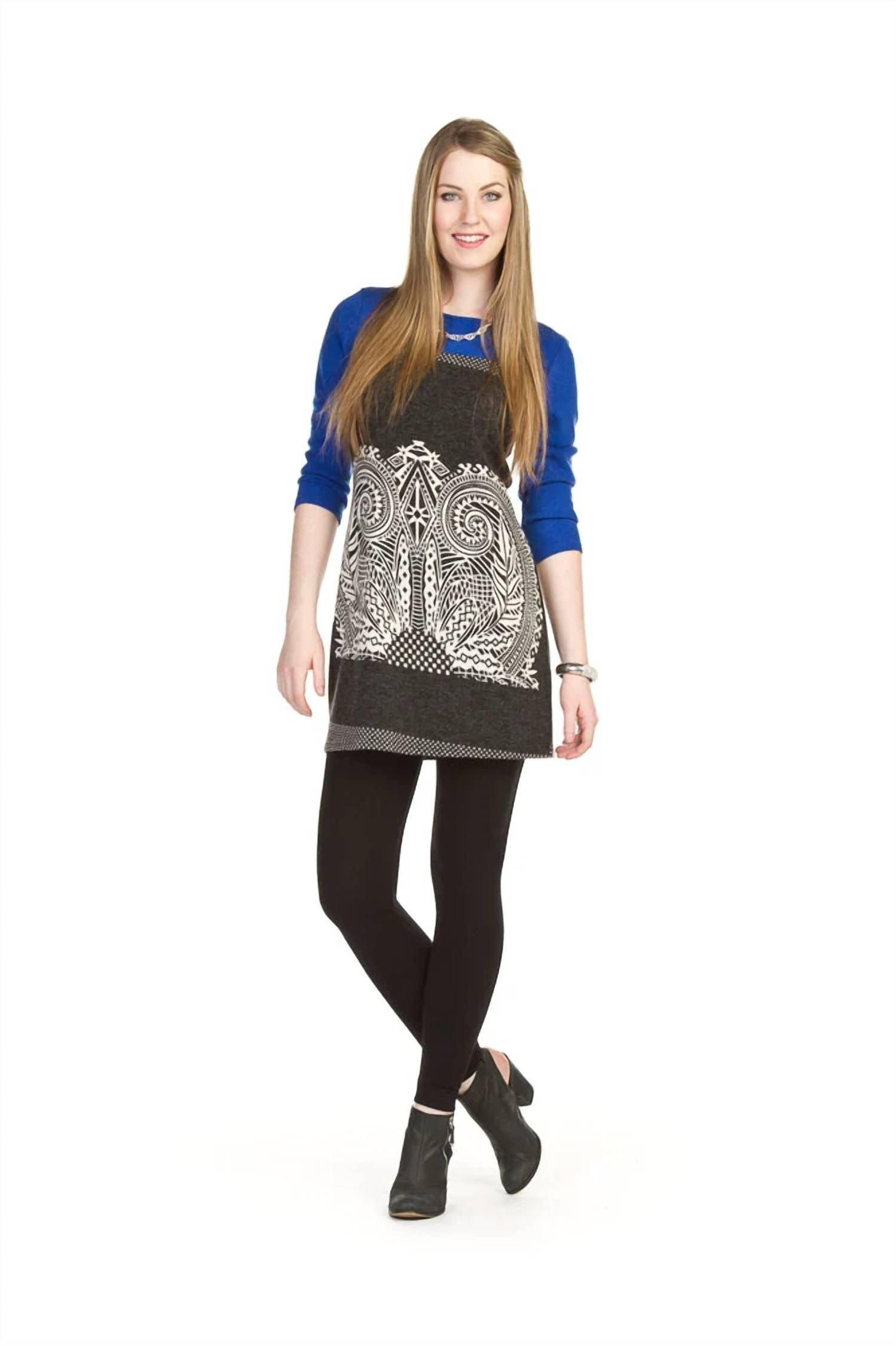 Papillon - Paisley Place Print Color Block 3/4 Sleeve Dress