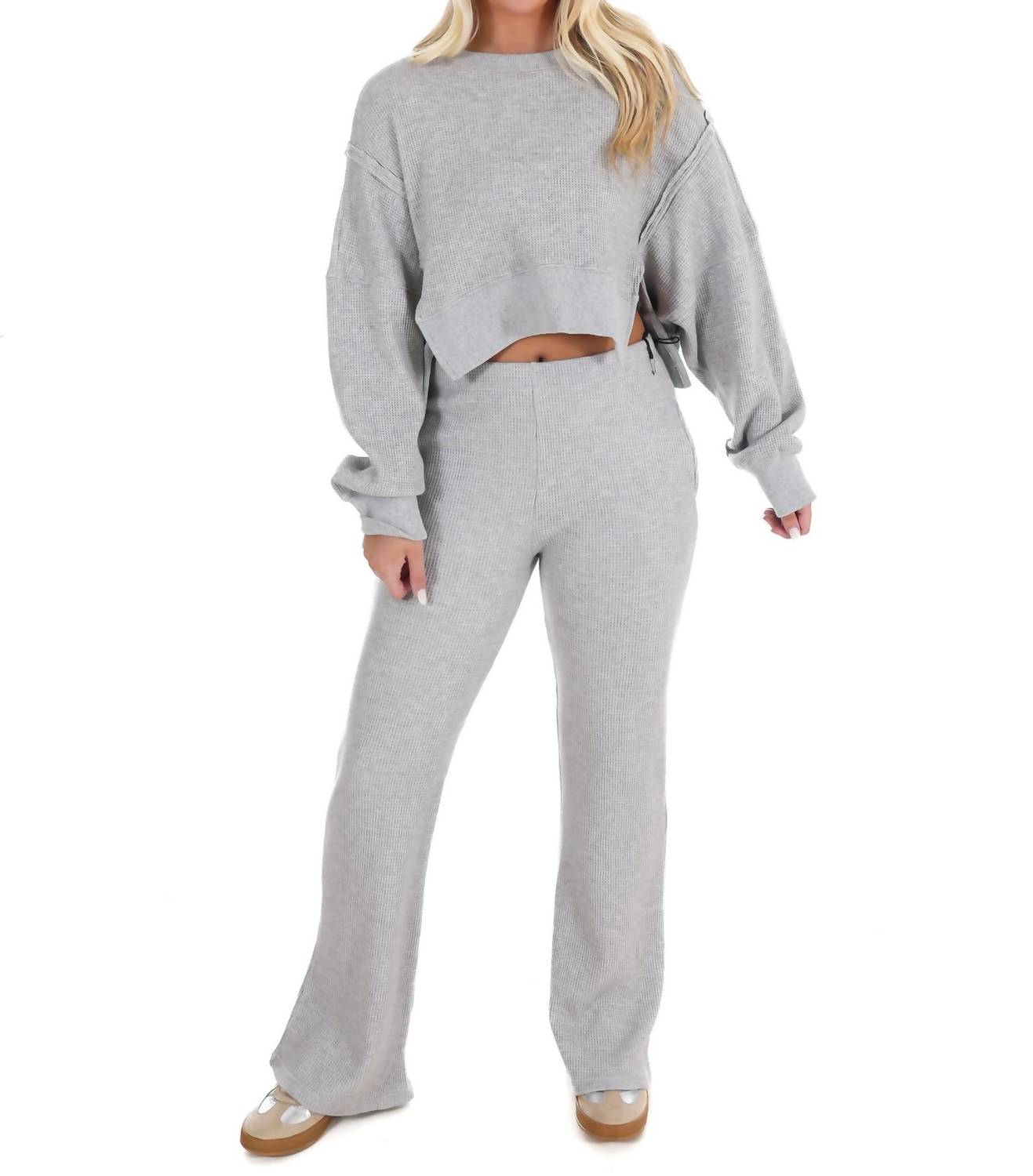 Kimberly C - All Day Cozy Waffle Knit Sweater Set