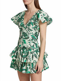 LOVE THE LABEL Minette Mini Dress in emerald print - women's dress - alternate view
